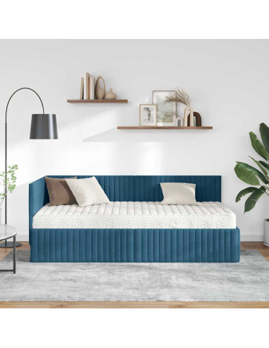 Struttura Letto Angolare con Materasso 2 pcs Blu Velluto