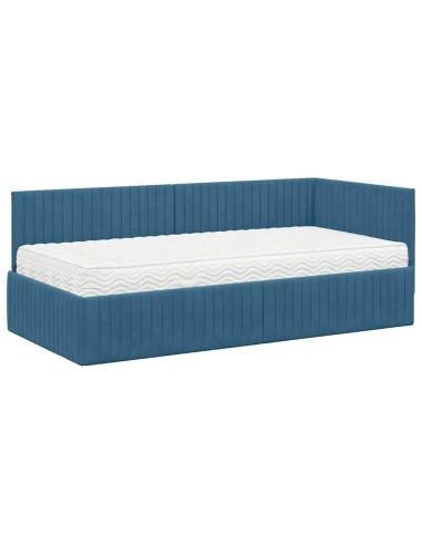 Struttura Letto Angolare con Materasso 2 pcs Blu Velluto