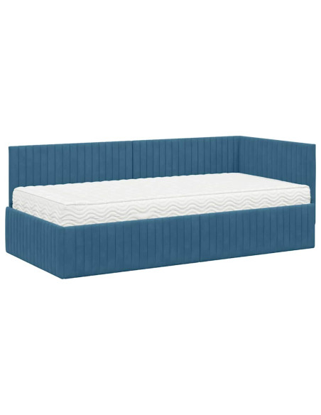 Struttura Letto Angolare con Materasso 2 pcs Blu Velluto