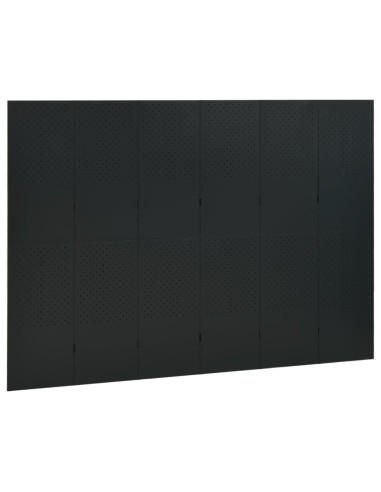 Paravento a 6 Pannelli 2 pz Nero 240x180 cm in Acciaio