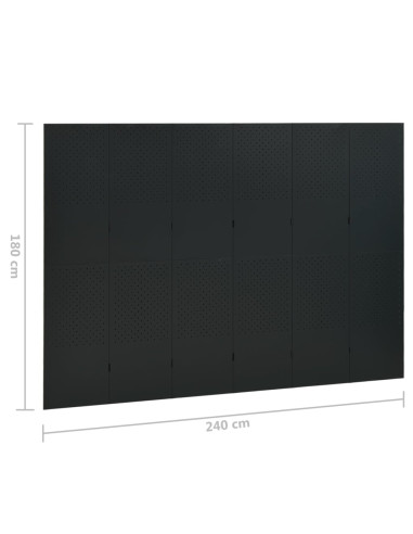 Paravento a 6 Pannelli 2 pz Nero 240x180 cm in Acciaio