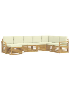 Set di divani da esterno 8 pcs Bianco e Crema 308 x 190 x 73 cm 2
