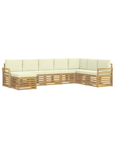 Set di divani da esterno 8 pcs Bianco e Crema 308 x 190 x 73 cm