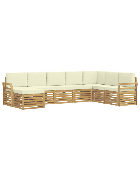 Set di divani da esterno 8 pcs Bianco e Crema 308 x 190 x 73 cm
