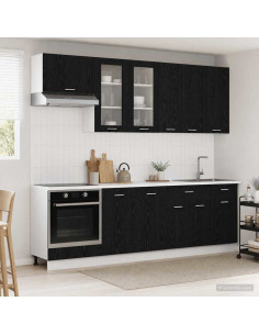 Unità Cucina LYON 8 pcs Rovere Nero Legno ingegnerizzato