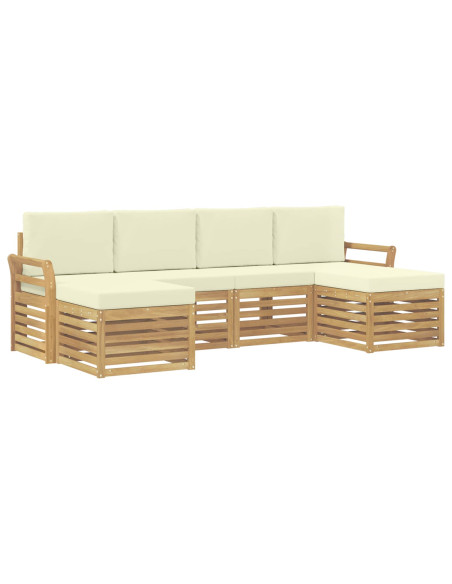 Set di divani da esterno 6 pcs Bianco e Crema