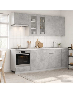 Unità Cucina LYON 8 pcs Grigio Cemento Legno ingegnerizzato