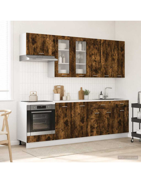 Unità Cucina LYON 8 pcs Rovere Fumo Legno ingegnerizzato
