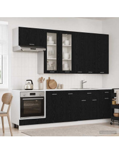 Unità Cucina LYON 8 pcs Rovere Nero Legno ingegnerizzato