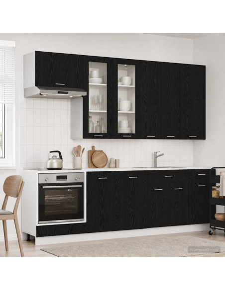 Unità Cucina LYON 8 pcs Rovere Nero Legno ingegnerizzato