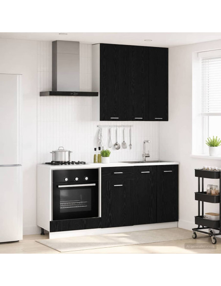 Unità Cucina LYON 5 pcs Rovere Nero Legno ingegnerizzato
