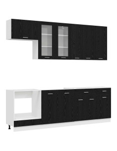 Unità Cucina LYON 8 pcs Rovere Nero Legno ingegnerizzato 2