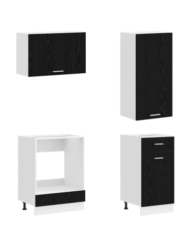 Unità Cucina LYON 8 pcs Rovere Nero Legno ingegnerizzato