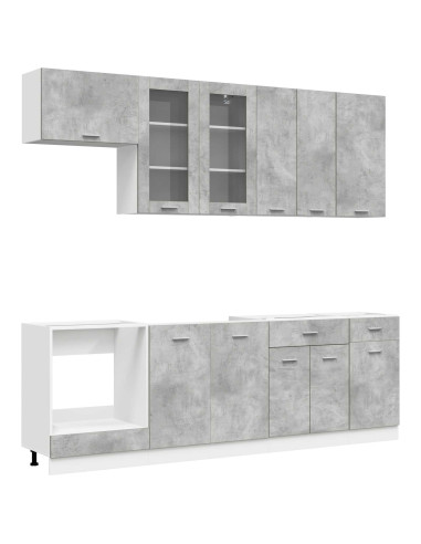 Unità Cucina LYON 8 pcs Grigio Cemento Legno ingegnerizzato