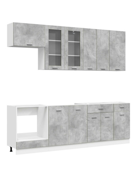 Unità Cucina LYON 8 pcs Grigio Cemento Legno ingegnerizzato