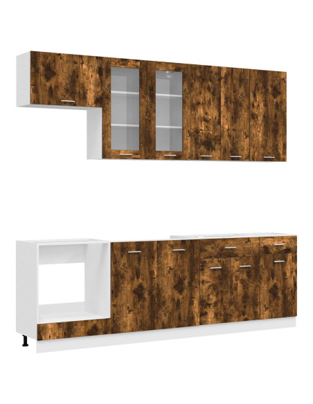 Unità Cucina LYON 8 pcs Rovere Fumo Legno ingegnerizzato