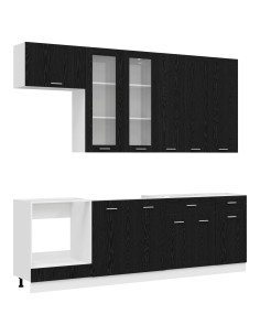Unità Cucina LYON 8 pcs Rovere Nero Legno ingegnerizzato 2