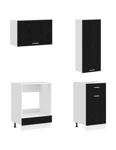 Unità Cucina LYON 8 pcs Rovere Nero Legno ingegnerizzato