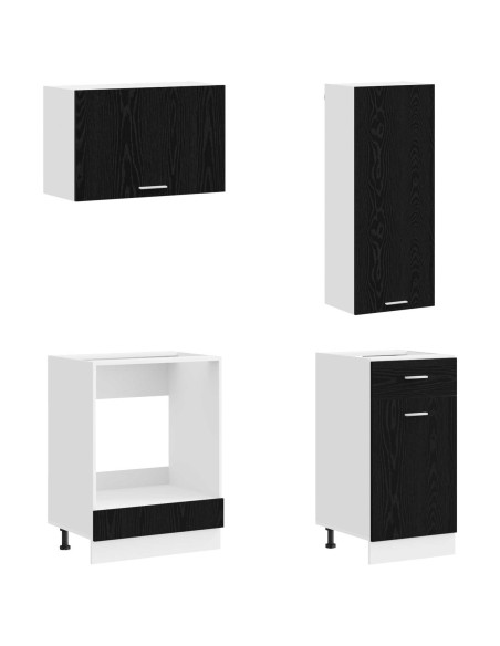 Unità Cucina LYON 8 pcs Rovere Nero Legno ingegnerizzato