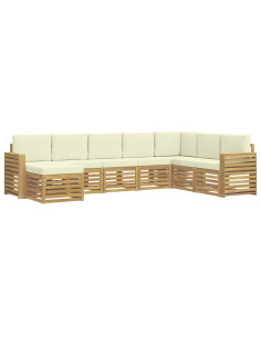 Set di divani da esterno 8 pcs Bianco e Crema 2