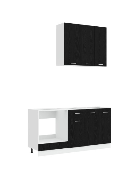 Unità Cucina LYON 5 pcs Rovere Nero Legno ingegnerizzato
