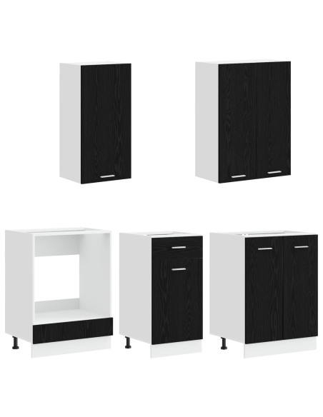 Unità Cucina LYON 5 pcs Rovere Nero Legno ingegnerizzato