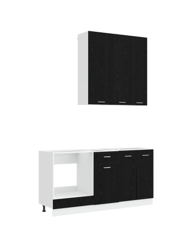 Unità Cucina LYON 5 pcs Rovere Nero Legno ingegnerizzato
