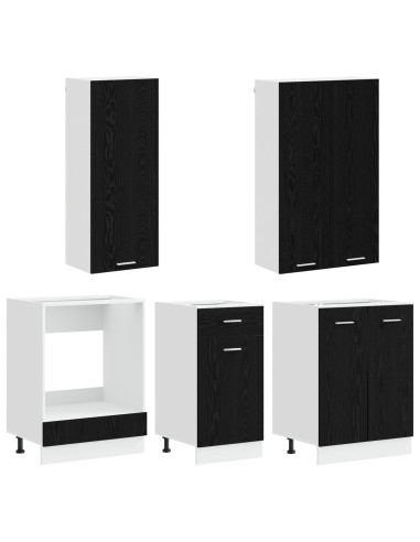 Unità Cucina LYON 5 pcs Rovere Nero Legno ingegnerizzato