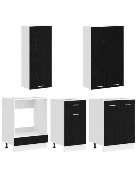 Unità Cucina LYON 5 pcs Rovere Nero Legno ingegnerizzato