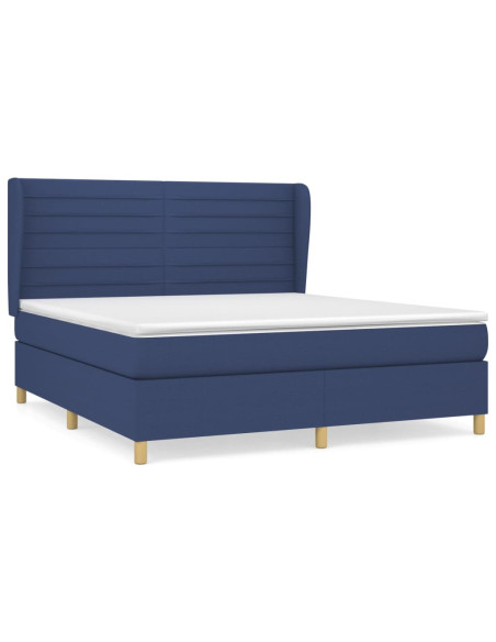 Giroletto a Molle con Materasso Blu 160x200 cm in Tessuto