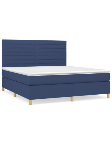 Giroletto a Molle con Materasso Blu 160x200 cm in Tessuto