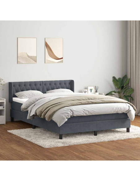 Giroletto a Molle con Materasso Grigio Scuro 160x210 cm Velluto