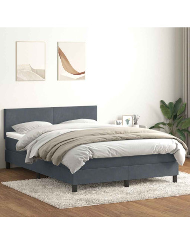 Giroletto a Molle con Materasso Grigio Scuro 160x210 cm Velluto