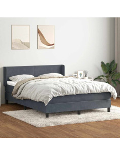 Giroletto a Molle con Materasso Grigio Scuro 160x210 cm Velluto
