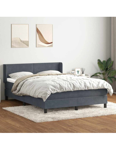 Giroletto a Molle con Materasso Grigio Scuro 160x210 cm Velluto