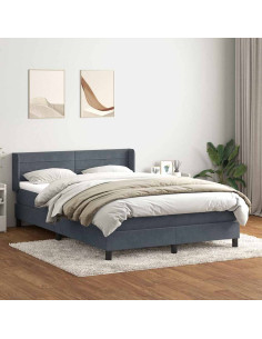 Giroletto a Molle con Materasso Grigio Scuro 160x210 cm Velluto