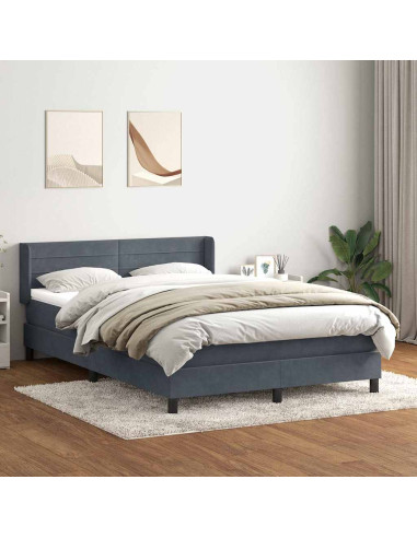 Giroletto a Molle con Materasso Grigio Scuro 160x210 cm Velluto