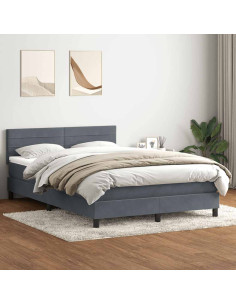Giroletto a Molle con Materasso Grigio Scuro 160x210 cm Velluto