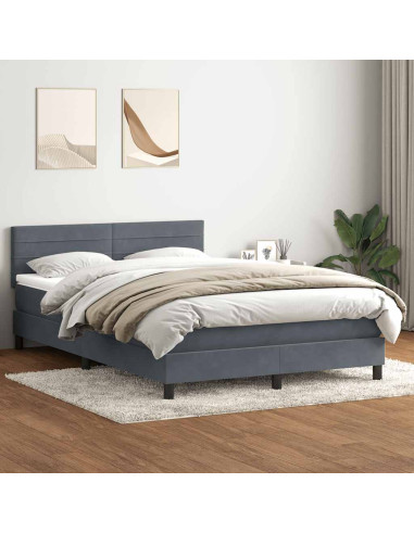 Giroletto a Molle con Materasso Grigio Scuro 160x210 cm Velluto