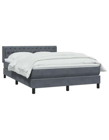Giroletto a Molle con Materasso Grigio Scuro 160x210 cm Velluto