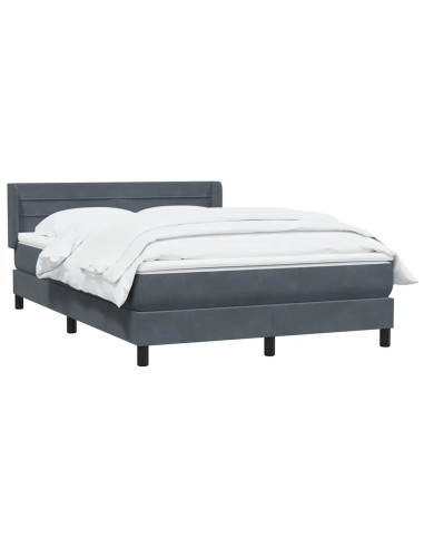 Giroletto a Molle con Materasso Grigio Scuro 160x210 cm Velluto