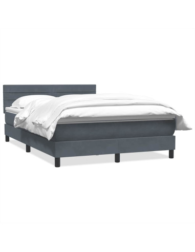 Giroletto a Molle con Materasso Grigio Scuro 160x210 cm Velluto