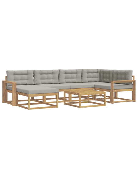 Set di divani da esterno 7 pcs Bianco e Grigio Chiaro