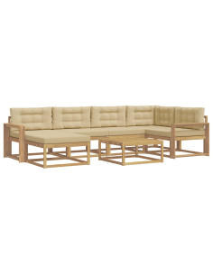 Set di divani da esterno 7 pcs Bianco e Beige 2