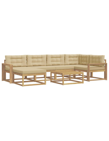 Set di divani da esterno 7 pcs Bianco e Beige