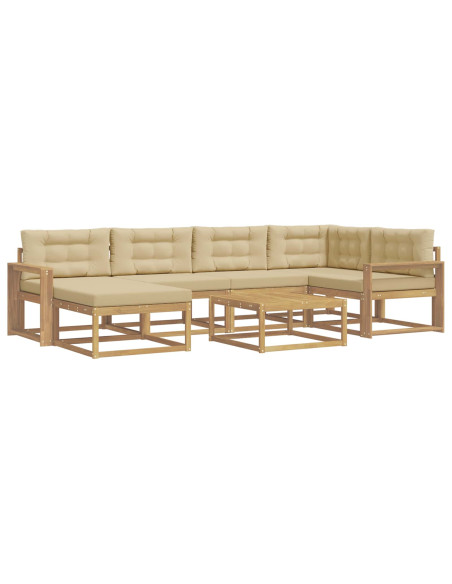 Set di divani da esterno 7 pcs Bianco e Beige