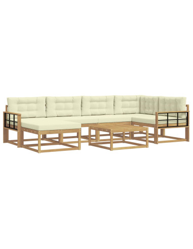 Set di divani da esterno 7 pcs Bianco e Crema