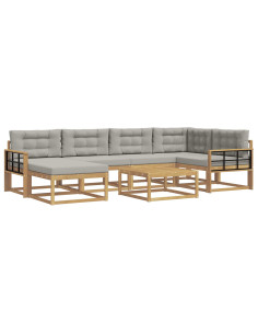Set di divani da esterno 7 pcs Bianco e Grigio Chiaro 2