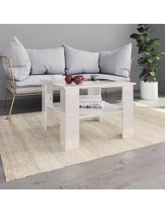 Tavolino da Salotto Bianco Lucido 60x60x42 cm Legno Multistrato