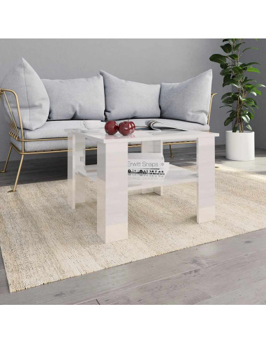 Tavolino da Salotto Bianco Lucido 60x60x42 cm Legno Multistrato